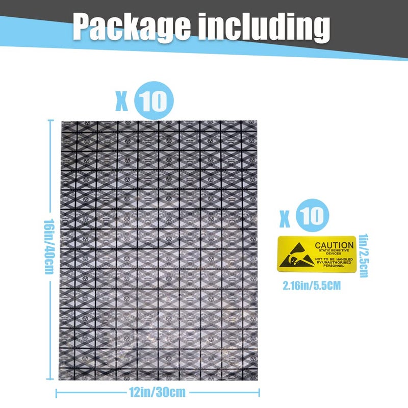 Daarcin Open Top Antistatic Bag,10pcs 12X16in/30x40cm Large ESD Anti Static Bags for Motherboard Video Card LCD Screen with Anti-Static Labels - Image 3